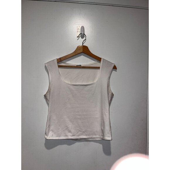 Reformation White Square Neck Stretch Tank Sleeveless Pullover Women Top Size L - Picture 3 of 16